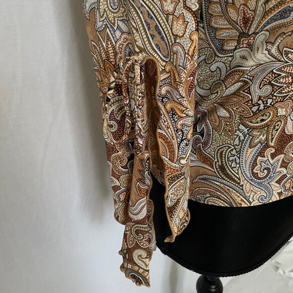 Multicolored Bodycon Boho Top with Ties & Tapered Split Sleeves – Sz S - Picture 8 of 15